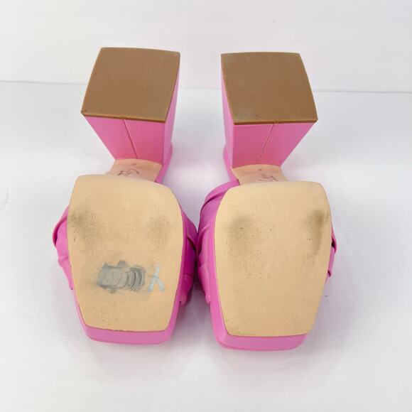 Circus By Sam Edelman 8 Marianna Pink Twist Chunky Slip On Open Toe Heel Sandals - Picture 9 of 9